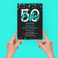 Neon Teal Thirty 50th Birthday Party