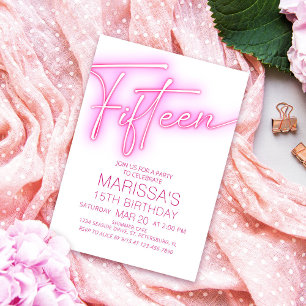 Neon Teen Girls 15th Birthday Invitation
