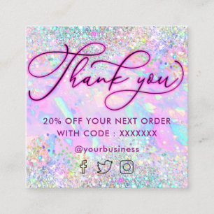 neon thank you glitter opal texture discount card