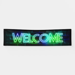 Neon themed welcome banner
