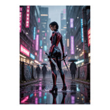Neon Thorns – Cyberpunk Rose Assassin Poster