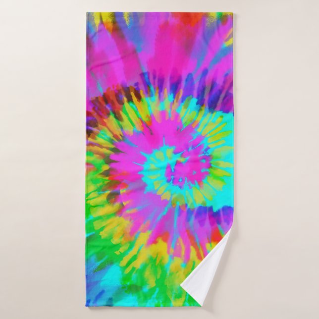 Neon Tie Dye Swirl Bath Towel Set (Bath Towel)