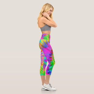 Neon Tie Dye Swirl High Waisted Capris