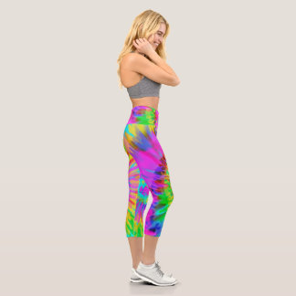 Neon Tie Dye Swirl High Waisted Capris