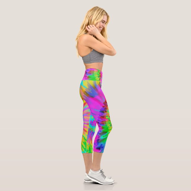 Neon Tie Dye Swirl High Waisted Capris (Right)