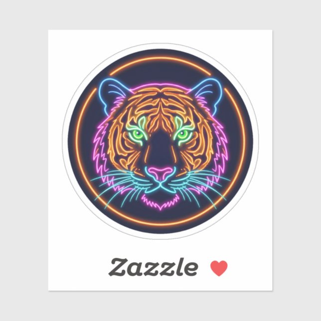 Neon Tiger Face Glowing Wildlife Portrait (Sheet)