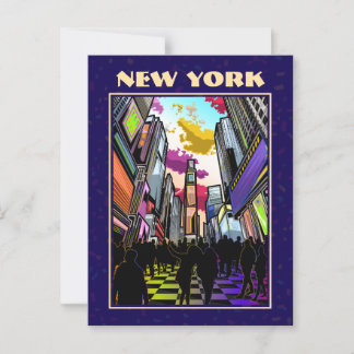 Neon Times Square with Custom Text – New York  Postcard