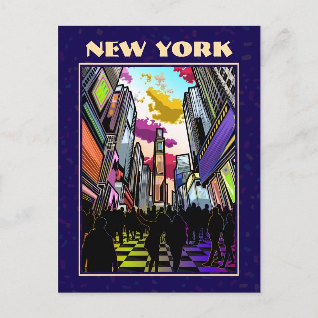 Neon Times Square with Custom Text – New York  Postcard (Front)