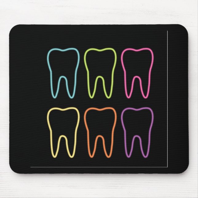 Neon tooth graphic for dentist mouse pad (Front)