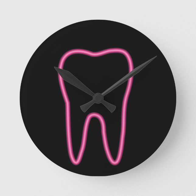 Neon tooth round clock (Front)