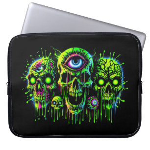 Neon Toxic Waste Skulls Laptop Sleeve