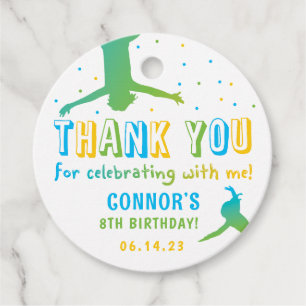 Neon Trampoline Park Boys Birthday Favour Tags
