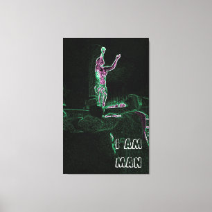 Neon Transparent Man Reaching For the Sky I AM MAN Canvas Print