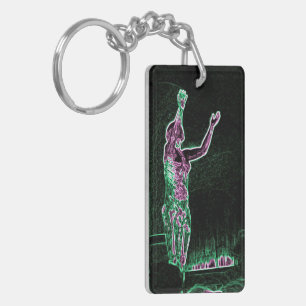 Neon Transparent Man Reaching For the Sky I AM MAN Key Ring