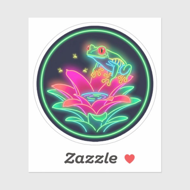 Neon Tree Frog Lily Pad Tropical Glow Art (Sheet)