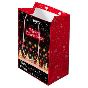 Neon Trendy Christmas Holiday Collection Medium Gift Bag