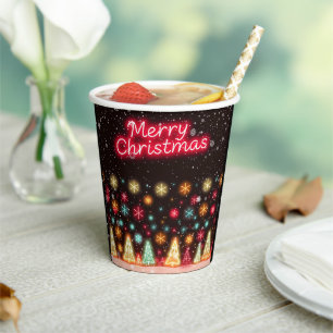 Neon Trendy Christmas Holiday Collection Paper Cups
