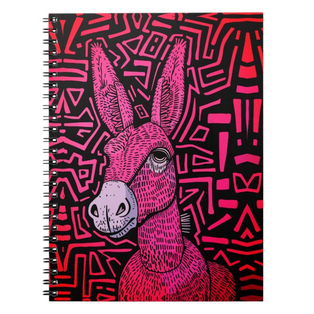 Neon Tribal Donkey – Bold and Psychedelic Wall Art Notebook (Front)