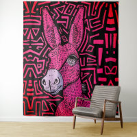 Neon Tribal Donkey – Bold and Psychedelic Wall Art