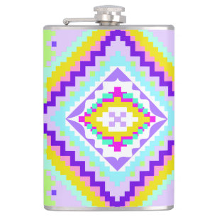 Neon Tribal Dreams Kaleidoscope Hip Flask
