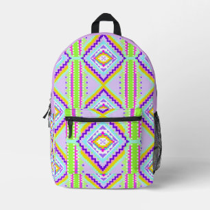 Neon Tribal Dreams Kaleidoscope Printed Backpack
