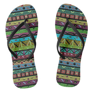 Neon Tribal Pattern Jandals