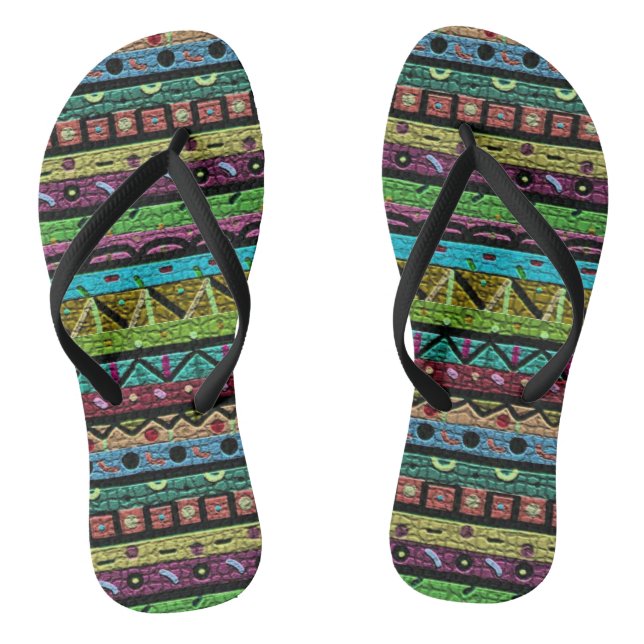 Neon Tribal Pattern Jandals (Footbed)