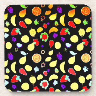 Neon Tropic Fruits Burst Coaster