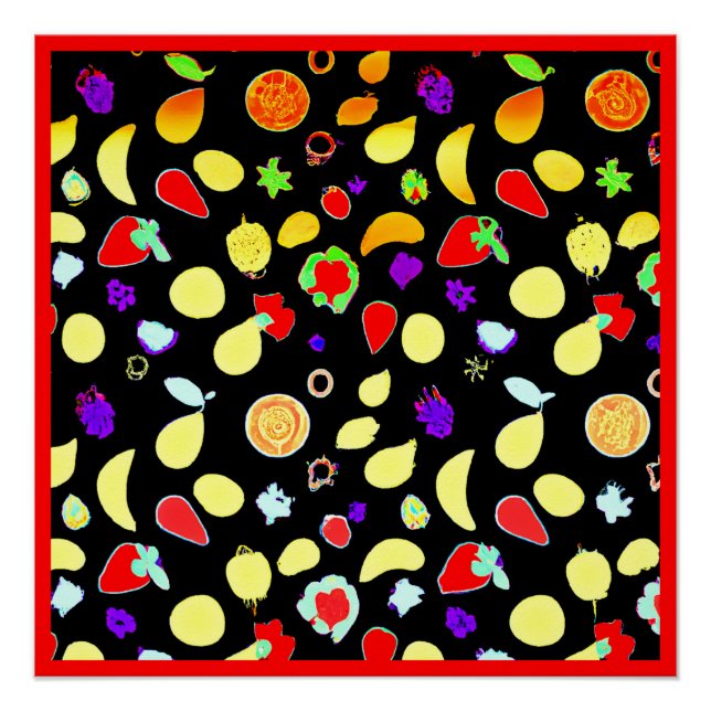 Neon Tropic Fruits Burst Poster (Front)