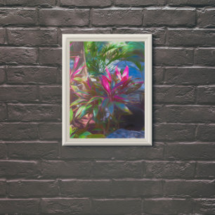 Neon Tropical Blooming Foliage Poster