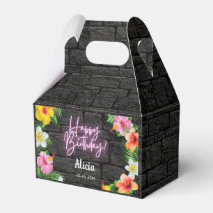 Neon Tropical Forest Summer Hawaii Happy Birthday  Favour Box