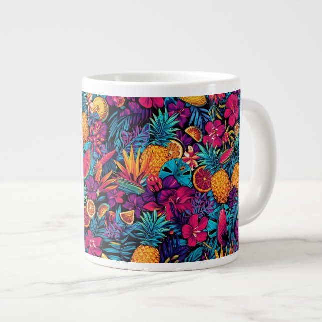 Neon Tropical Fruit Flower Coffee Mug - Pineapple (Front Right)