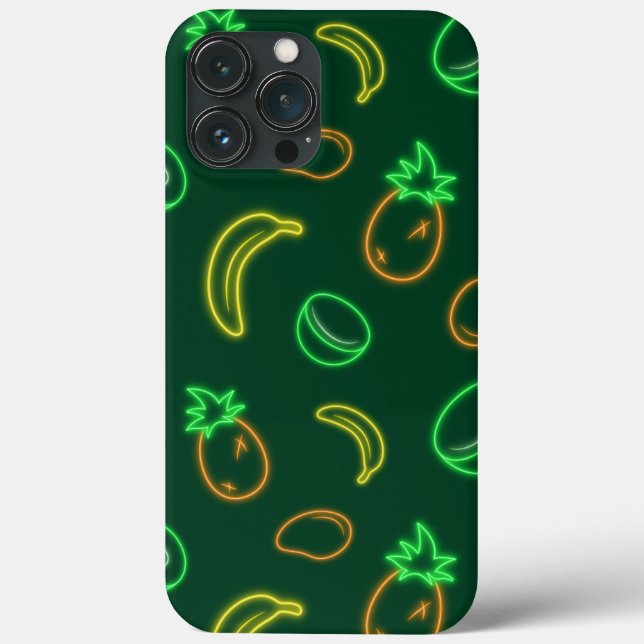 Neon Tropical Fruit Pattern iPhone 13 Pro Max Case (Back)