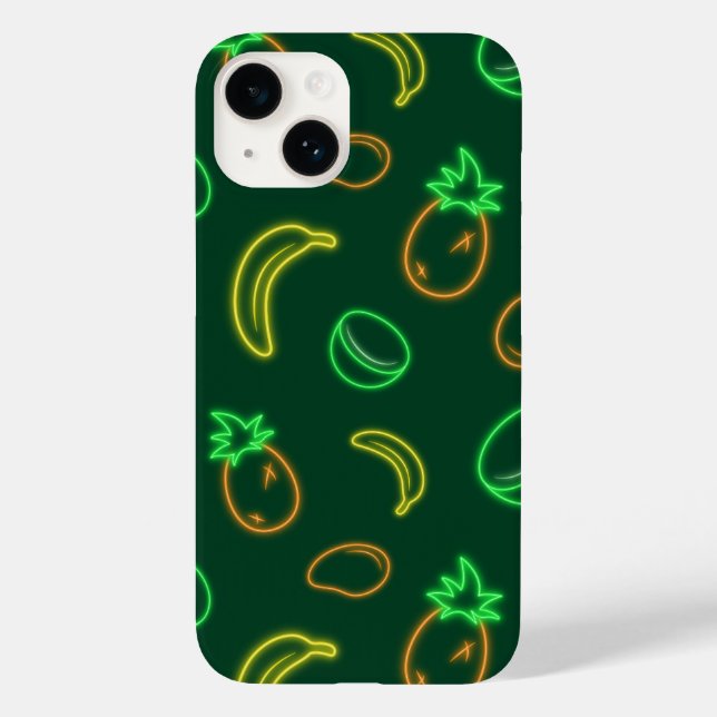 Neon Tropical Fruit Pattern iPhone 14 Case (Back)