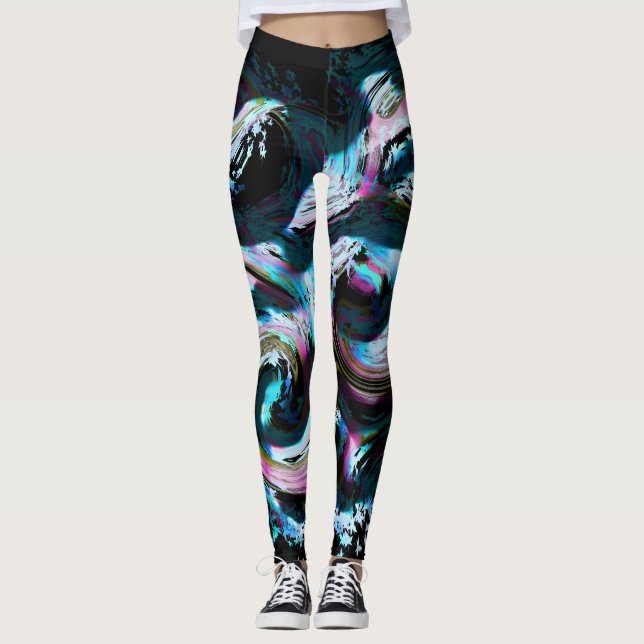 Neon Tsunami Leggings Designed by Haydee Rodriguez (Front)