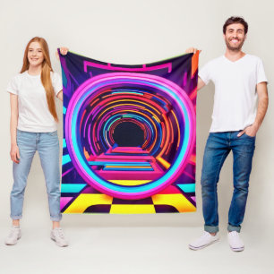 Neon Tunnel Dimensions Fleece Blanket