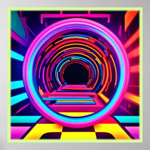 Neon Tunnel Dimensions Poster