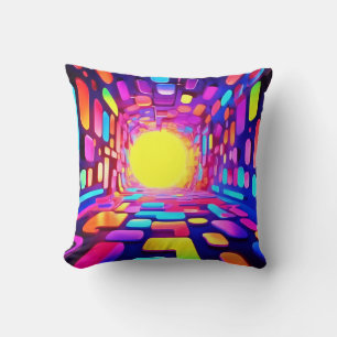 Neon Tunnel: Psychedelic Journey Cushion