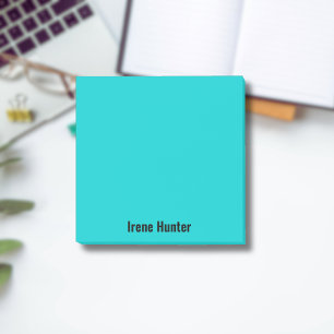 Neon Turquois Professional Minimalist Black Script Post-it Notes
