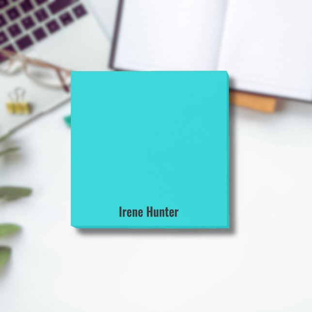 Neon Turquois Professional Minimalist Black Script Post-it Notes (Creator Uploaded)