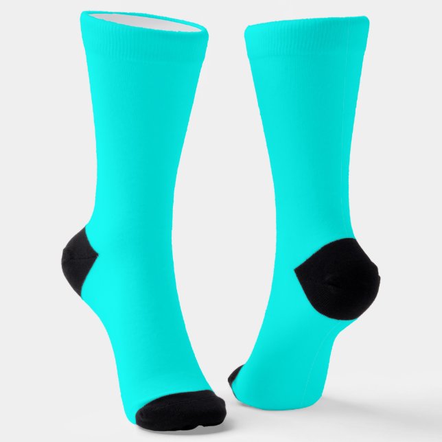 Neon turquoise bright fashionable modern tone  socks (Angled)