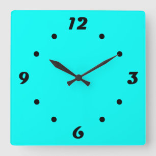 Neon turquoise bright fashionable modern tone  square wall clock