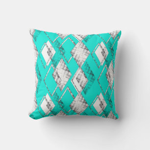 Neon turquoise geometric pattern. cushion