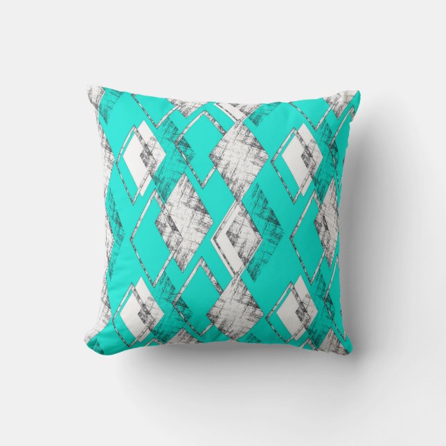 Neon turquoise geometric pattern. cushion (Front)