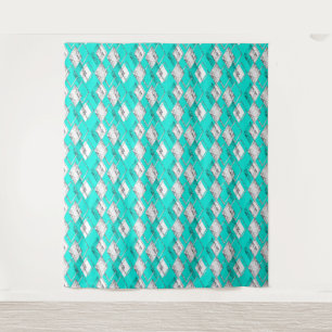 Neon turquoise geometric pattern. tapestry