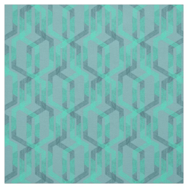 Neon turquoise pattern on grey background. fabric (Swatch)
