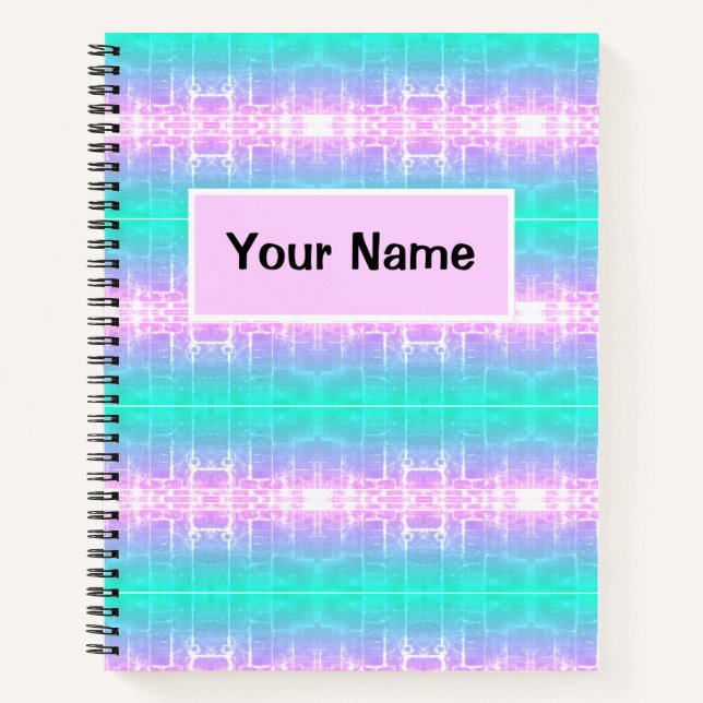 Neon Turquoise Purple Electric Spiral Notebook (Front)