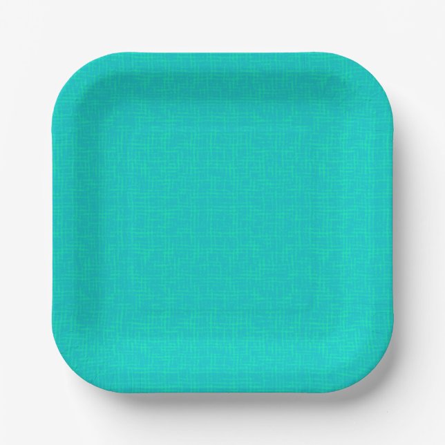 Neon turquoise textured.  paper plate (Front)