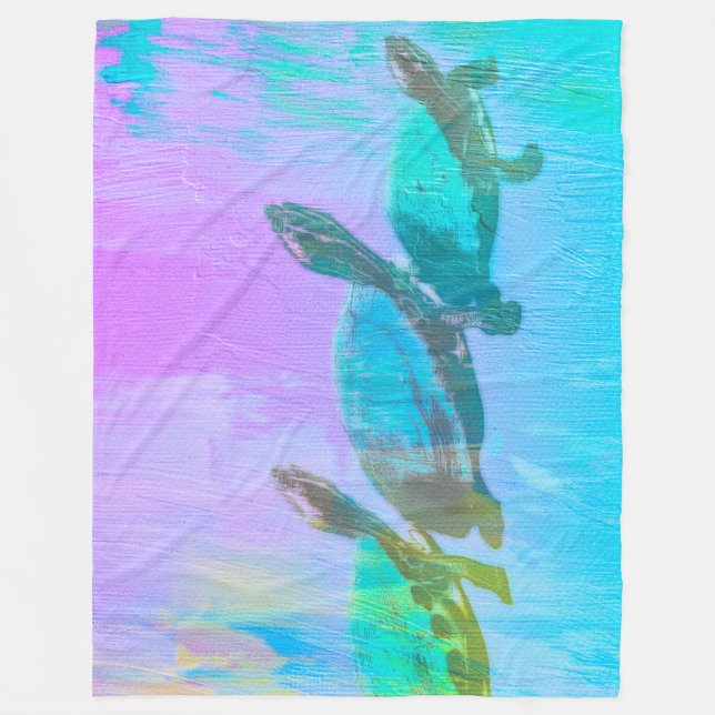 Neon Turtle Fleece Blanket (Front)