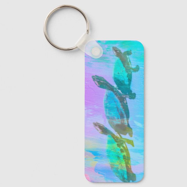 Neon Turtle Key Ring (Front)